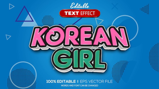 3D korean girl text effect Editable text effect