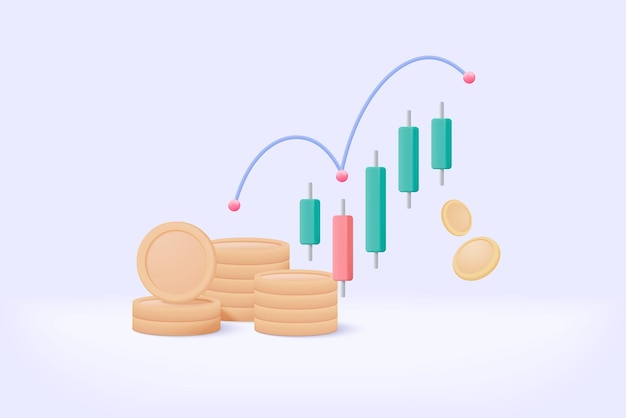 3d leadership for successful new idea Excellent investing business graph on background investment creative solution with money coin and graph concept 3D vector finance render on white background