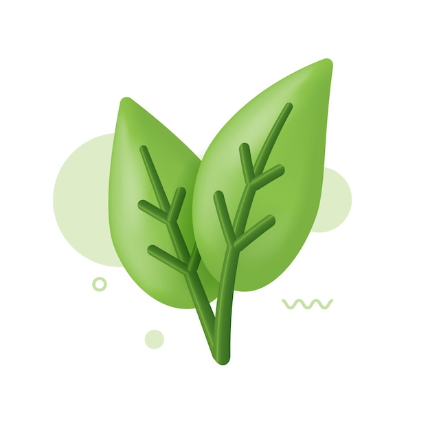 3D Leaf icon Leaf of tree plant Ecology bio and natural products concept 3d vector icon isolated on white Cartoon minimal style