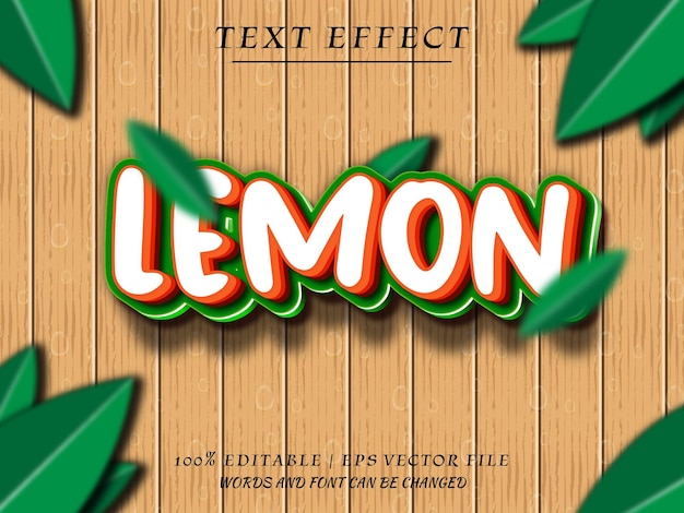 3D Lemon Vector Text Effect Mockup Editable Text Effect