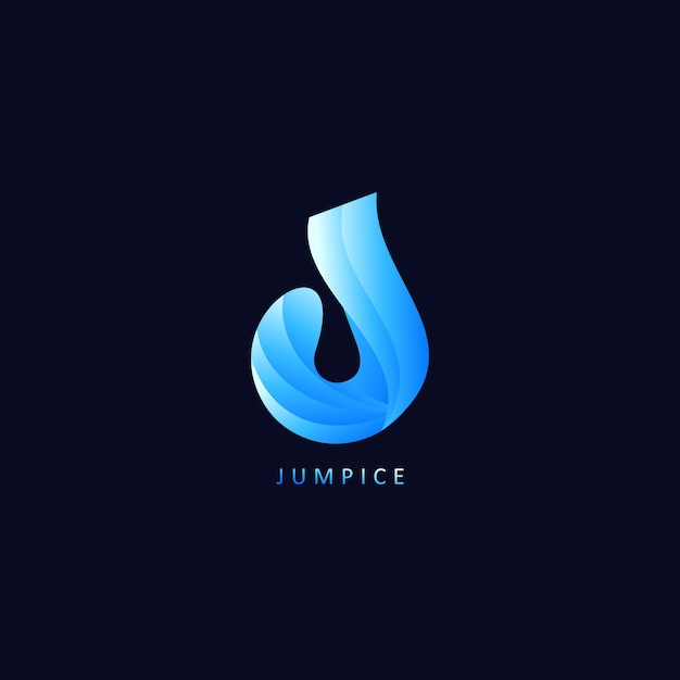 3D letter J logo template in gradients style 