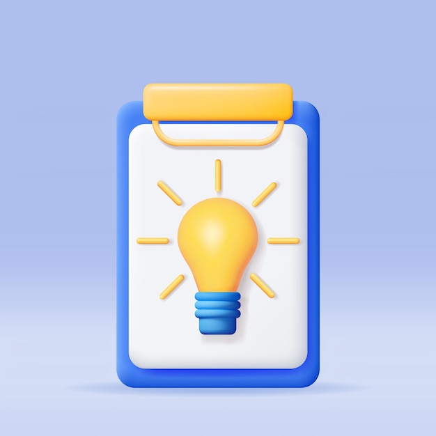 3D Light Bulb in Clipboard