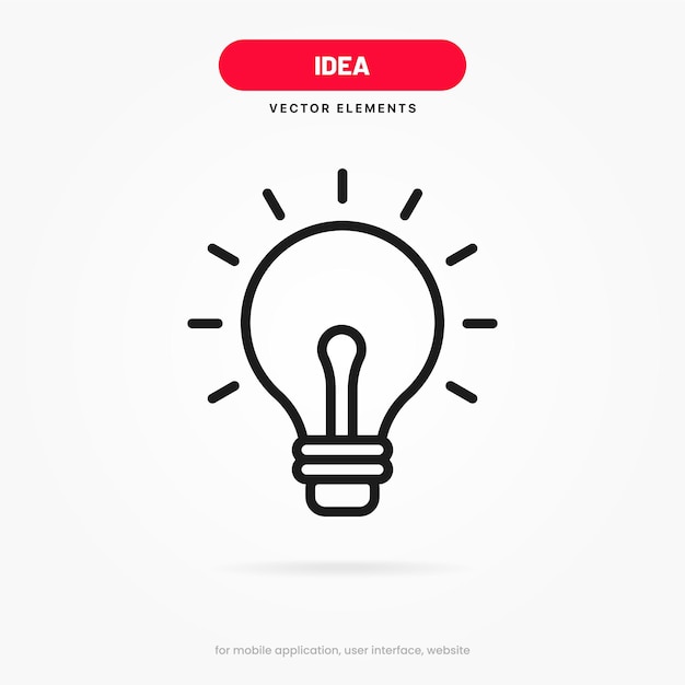 3d light sign bulb line icon idea icon, solution, thinking concept. lighting electric lamp.