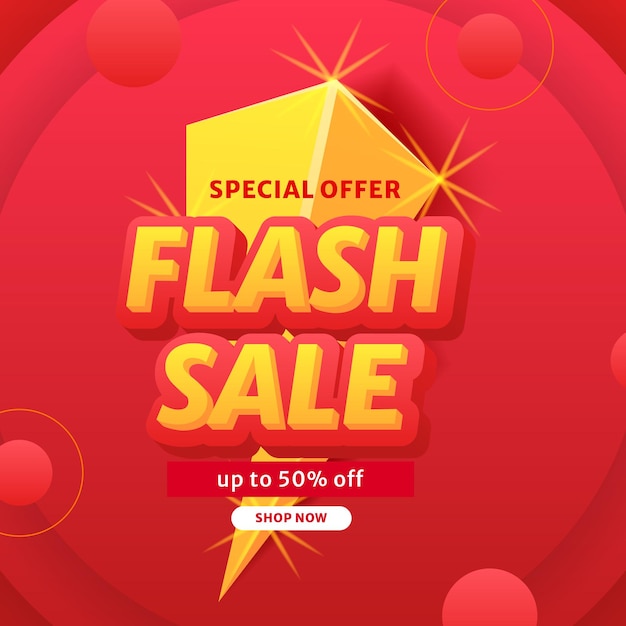 3d lighting for flash sale offer discount promotion banner with red background