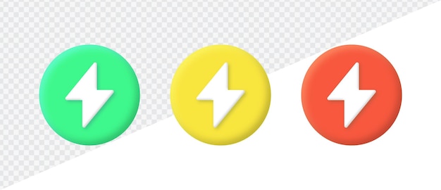 3d lightning bolt icon power energy button flash thunder symbol thunderbolt icons