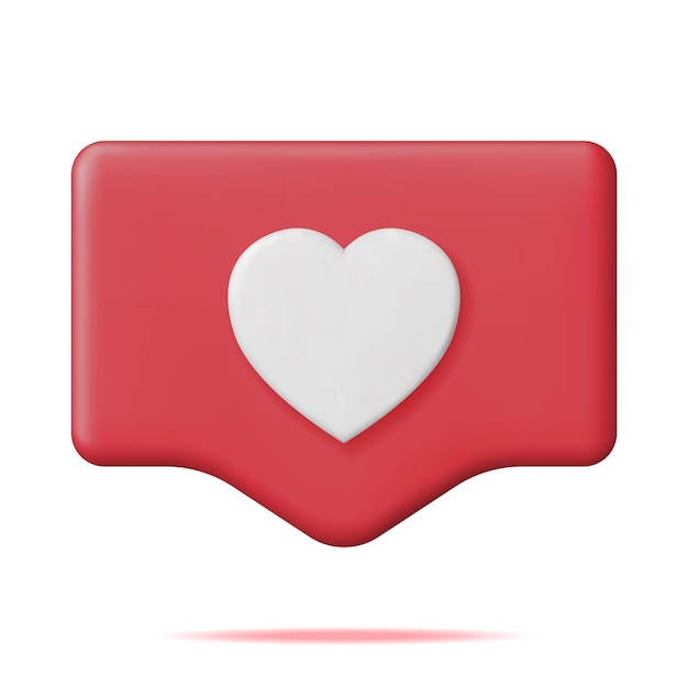 3D Like Icon with Heart Isolated