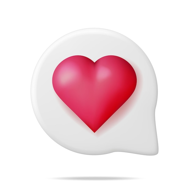 3D Like Icon with Heart Isolated