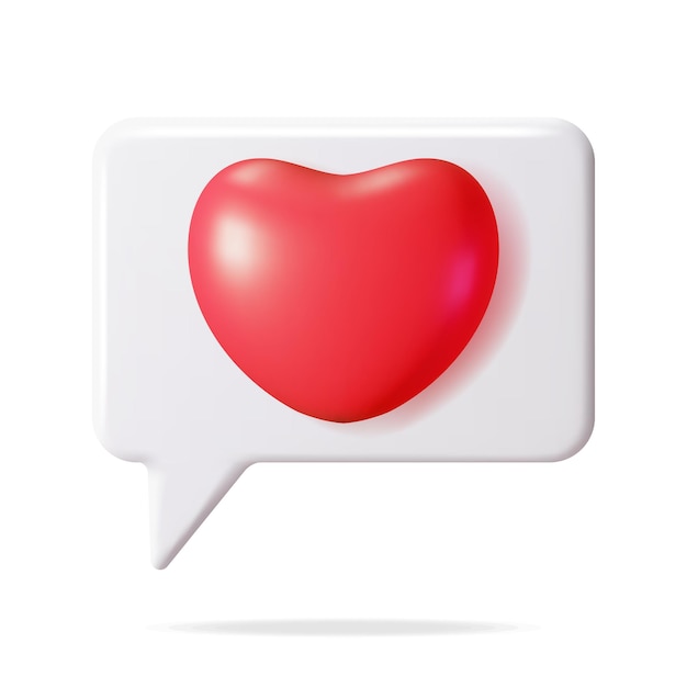 3D Like Icon with Heart Isolated