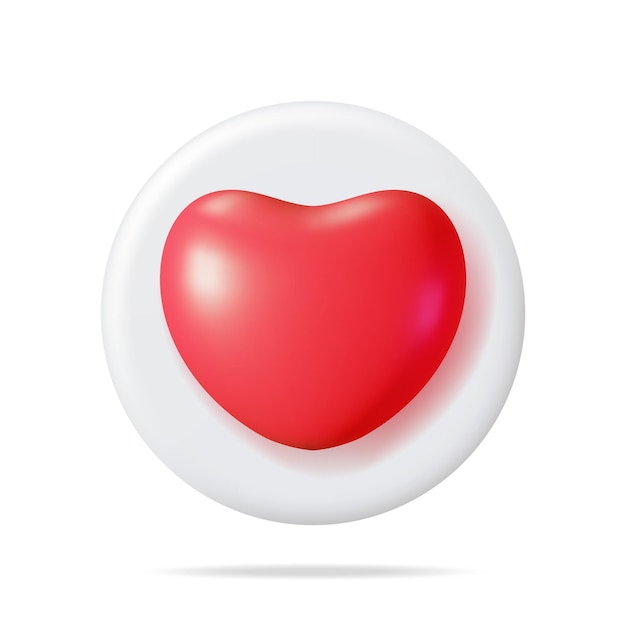 3D Like Icon with Heart Isolated