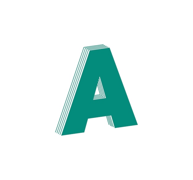 3D Linear modern logo of letter A. Number in the form of a line strip. Linear abstract design