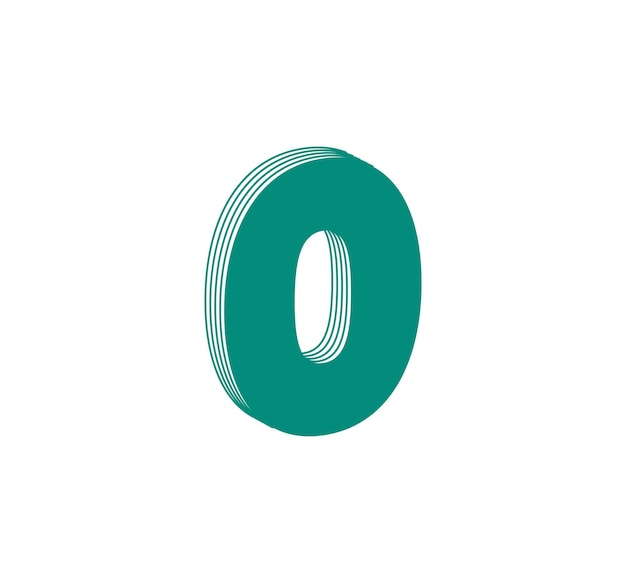 3D Linear modern logo of the number 0. Number in the form of a line strip. Linear abstract design