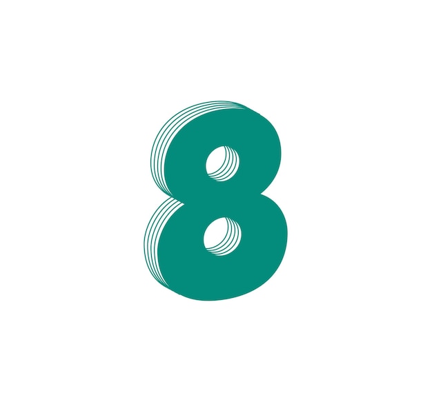 3D Linear modern logo of the number 8. Number in the form of a line strip. Linear abstract design