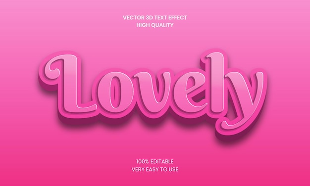 3D Lovely Editable Text Effect Premium Vector