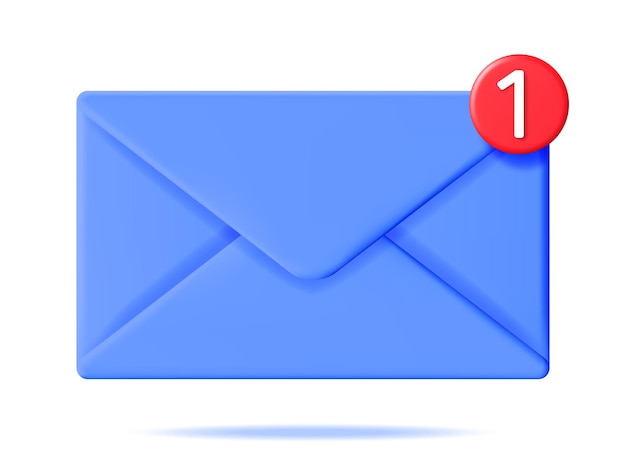 3D Mail Envelope with Notification New Message