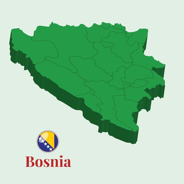 3D Map of Bosnia Vector illustration Stock Photos Designs