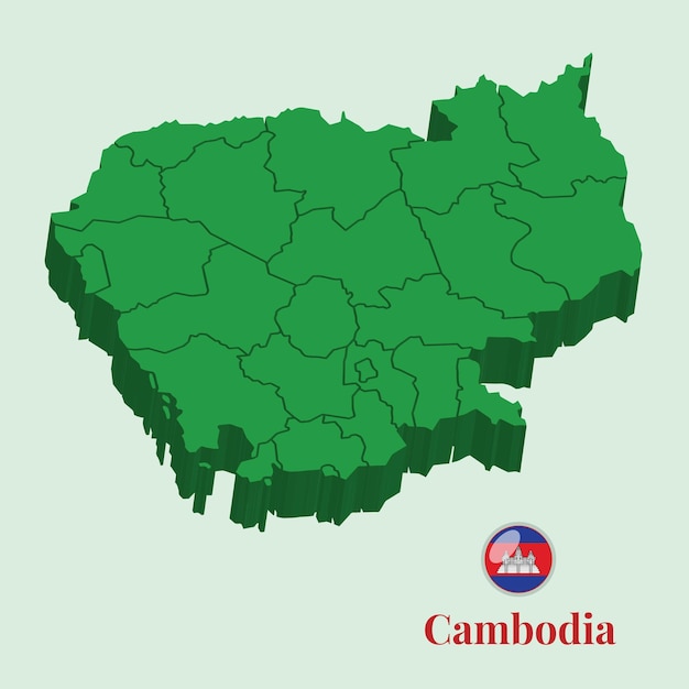 3D Map of Cambodia Vector illustration Stock Photos Designs