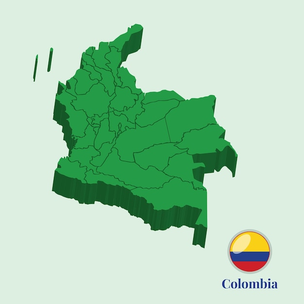 3D Map of Colombia Vector illustration Stock Photos Designs