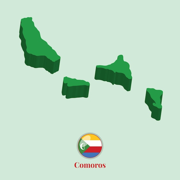 3D Map of Comoros Vector illustration Stock Photos Designs