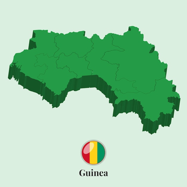 3D Map of Guinea Vector illustration Stock Photos Designs