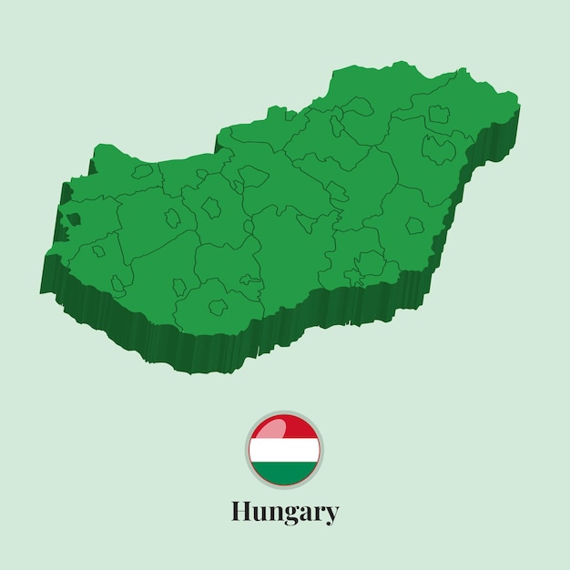 3D Map of Hungary Vector illustration Stock Photos Designs