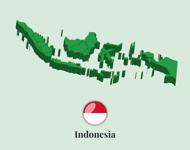 3D Map of Indonesia Vector illustration Stock Photos Designs