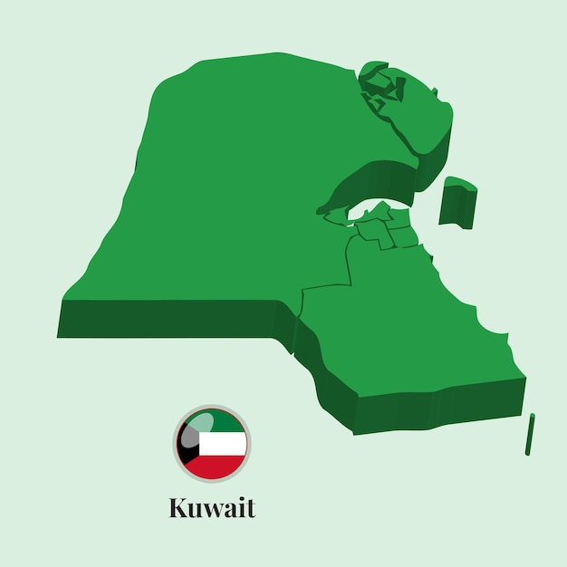 3D Map of Kuwait Vector illustration Stock Photos Designs