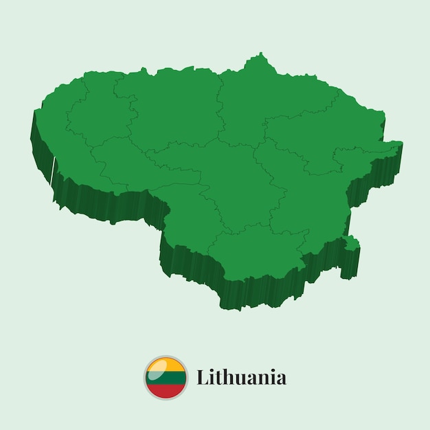 3D Map of Lithuania Vector illustration Stock Photos Designs