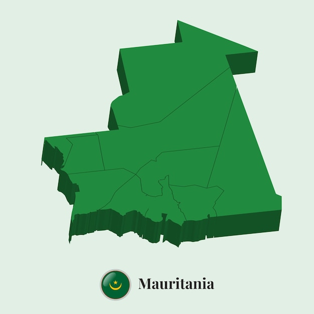 3D Map of Mauritania Vector illustration Stock Photos Designs