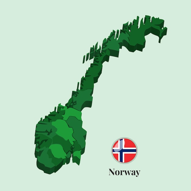 3D Map of Norway Vector Stock Photos Designs