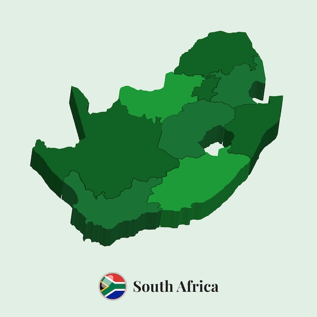 3D Map of South Africa Vector Stock Photos Designs