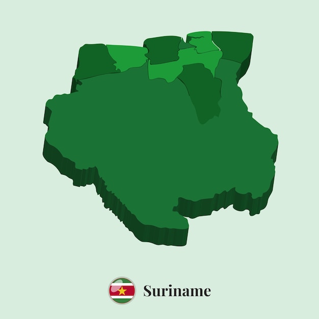 3D Map of Suriname Vector Stock Photos Designs