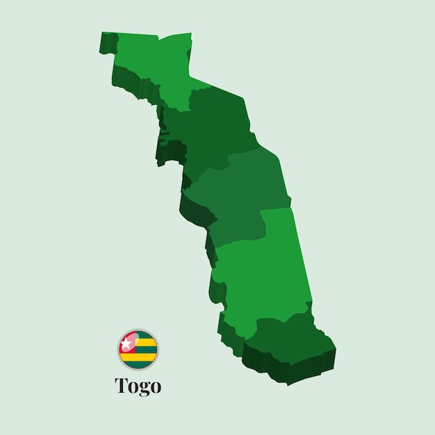 3D Map of Togo Vector Stock Photos Designs