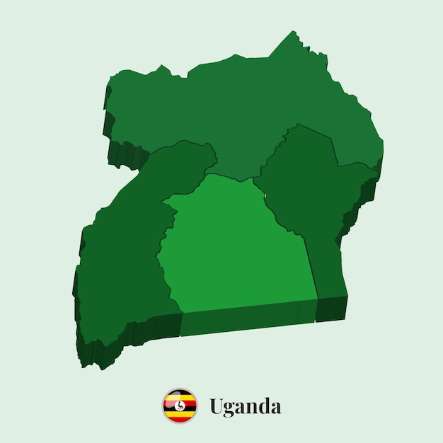 3D Map of Uganda Vector Stock Photos Designs