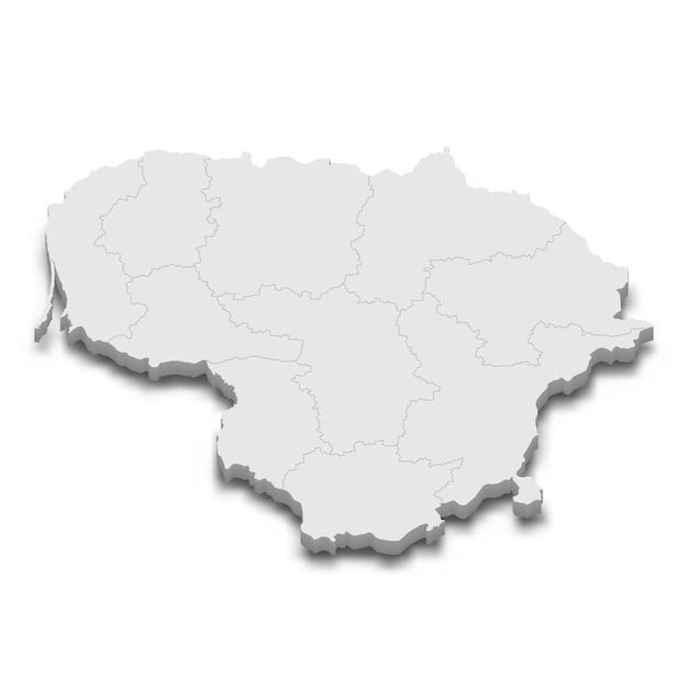 3d map with borders of regions