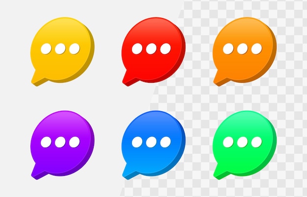 3d message chat icon comment speech bubble with three points in 3d modern dialogue bubbles