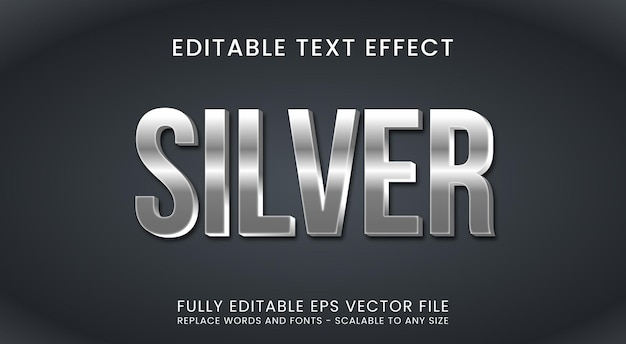 3D Metallic Silver Text Effect Vector Text Effect