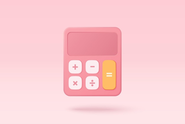 3d minimal calculator vector render concept of financial management math device calculate isolated on pink background calculator for accounting finance with 3d vector render concept