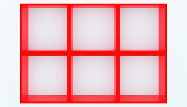 3D mockup of red empty cabinet on the wall