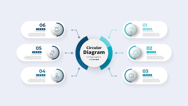 3D Modern minimalist elegant clean circular steps editable infographic design template vector