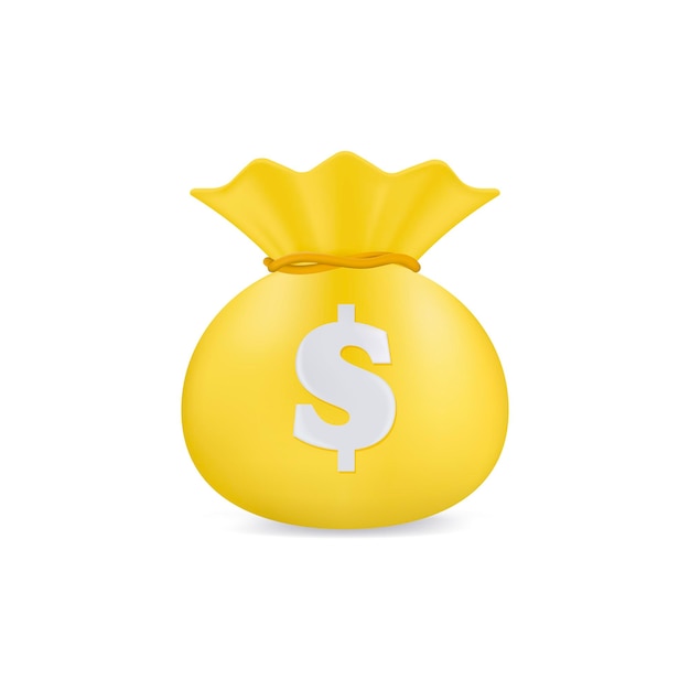 3D Money bags icon, money saving concept. 3d vector illustration.