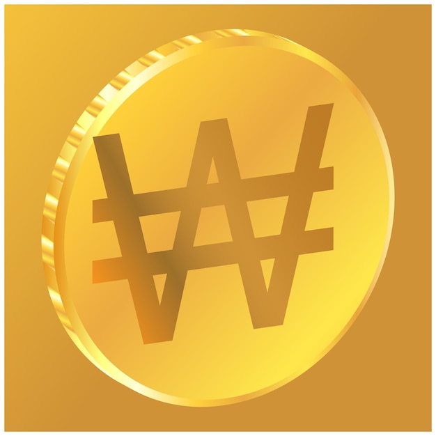 3D money Korean Won coin icon, vector illustration. suitable for many purposes. KRW