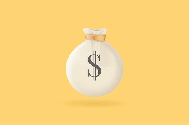 3D Money sack Icon with a simple and clean 3d design