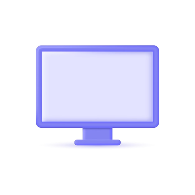 3d monitor icon in a minimalistic cartoon style