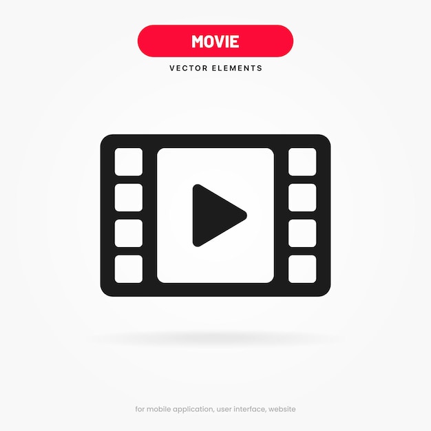 3d movie, film, movies, play button icon. Video play symbol. Start sign. Pause icon. Player icon