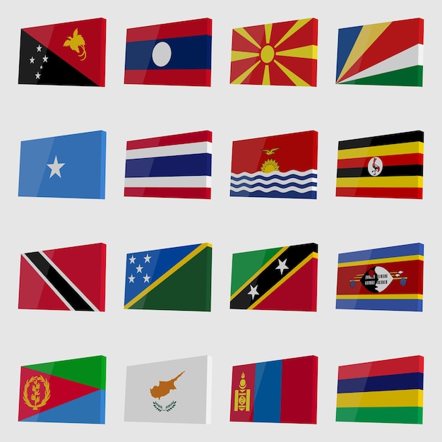 Vector 3d national flags with highlights