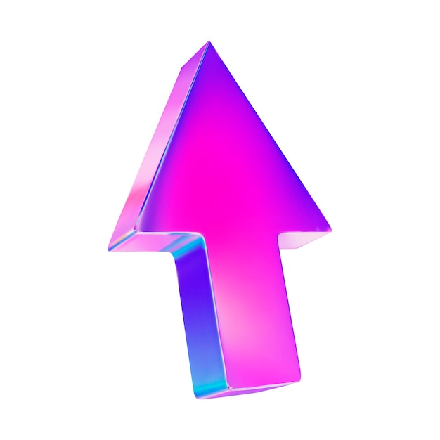 3d neon arrow pointing up Vector illustration on isolated background