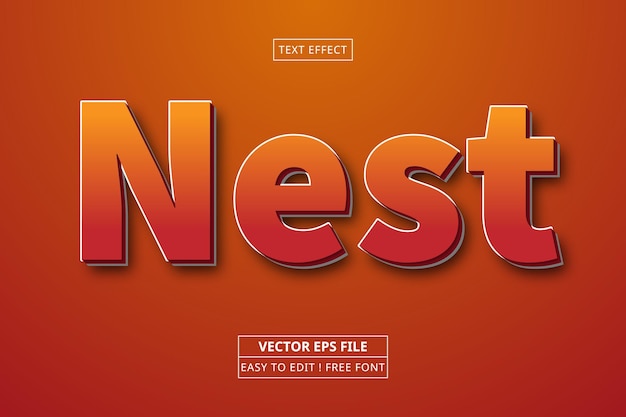 3d Nest editable text effect style Premium Vector