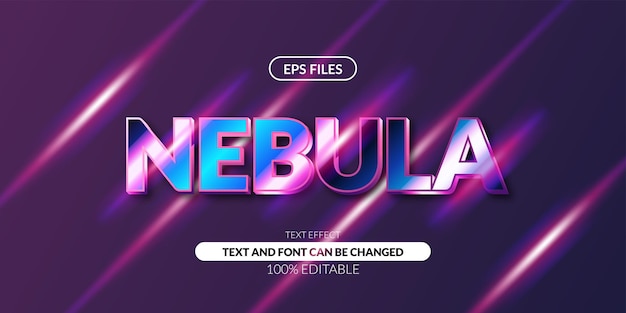 3d night neon glow nabula galaxy editable text effect.