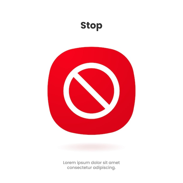 3d no sign, do not enter ban, forbidden, danger, stop symbol sign emblem, red circle for ui website