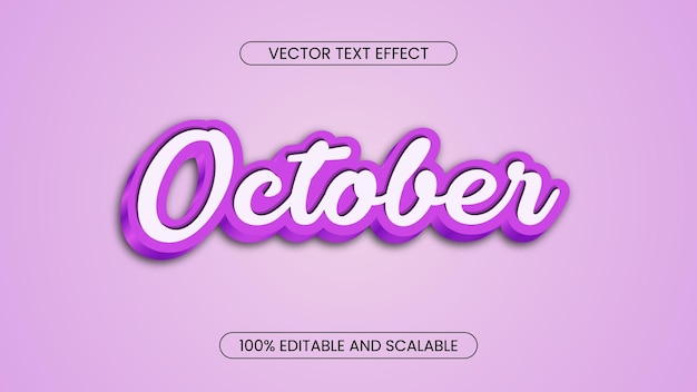 3d october editable text effect with background